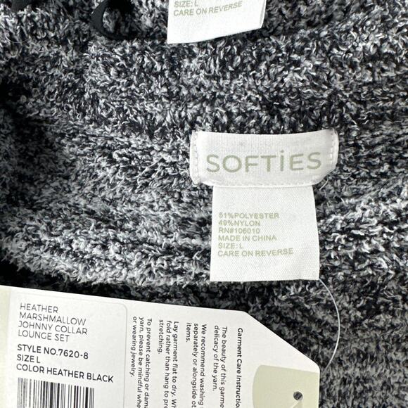 Softies Women's Heather Black Marshmallow Johnny Collar Lounge Set Size L - Picture 11 of 13